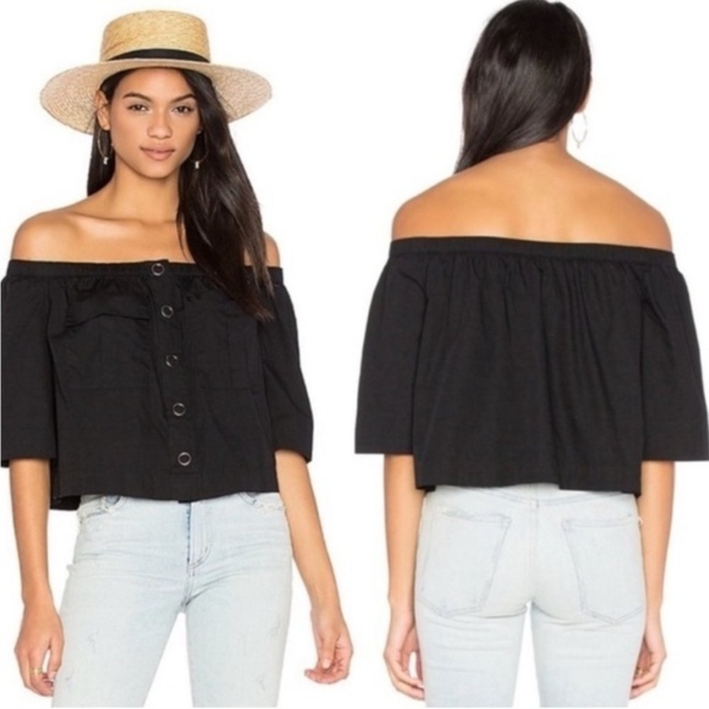 Free People Head Over Heels Off-the-Shoulder Blouse White Size L — 100% Cotton